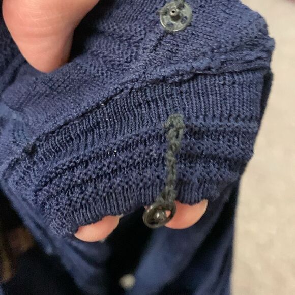 Marchesa Voyage Navy Blue Sleeveless Stitch Knit Sheath Below Knee Dress Size L - Picture 13 of 16